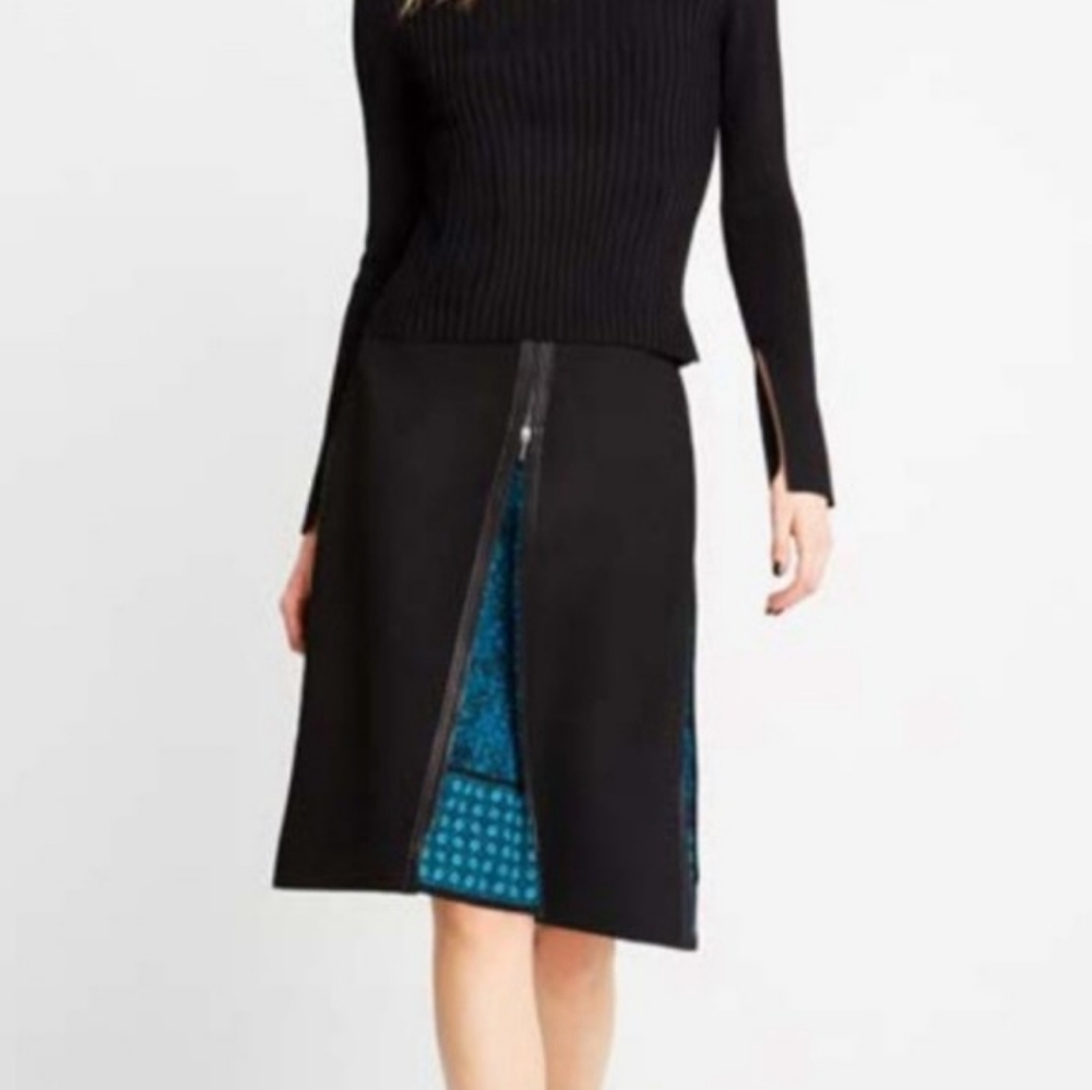 Per Se Black A-Line Skirt with Blue Accents